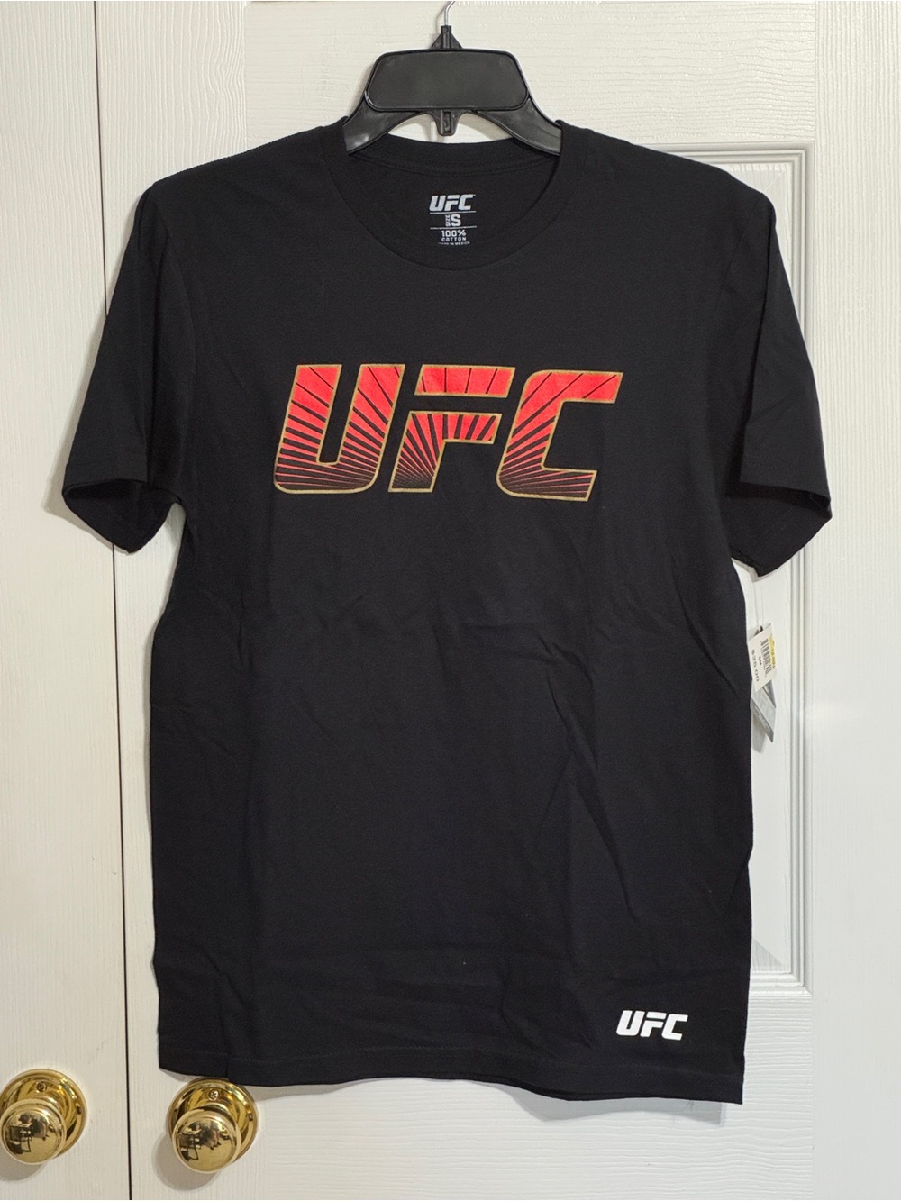 UFC Black Short Sleeve Tee with Red and Orange Gradient Logo